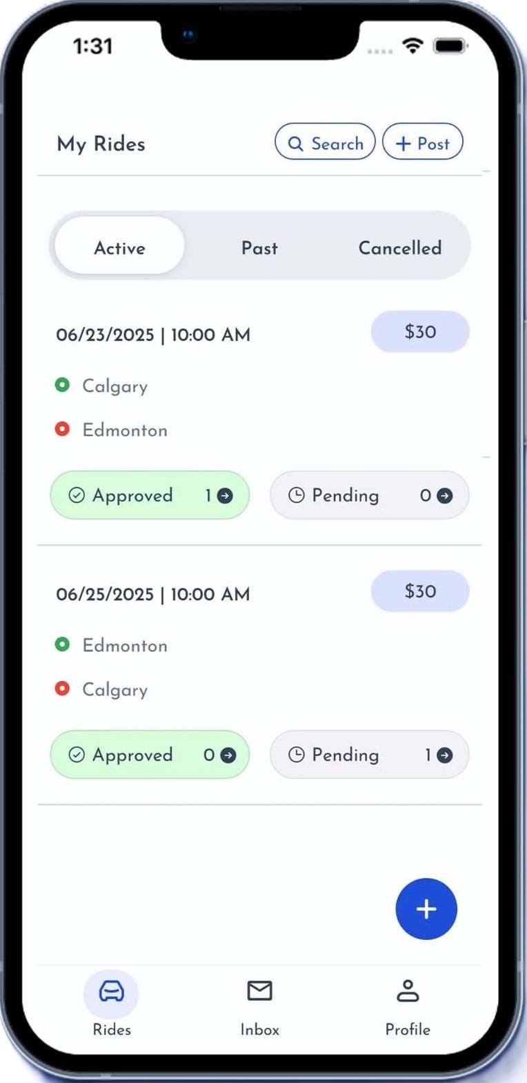 Trip details with earnings