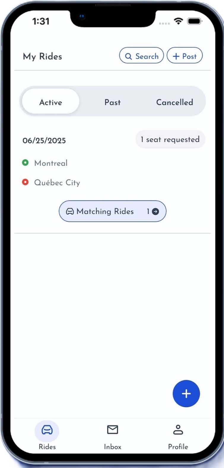 Available rides list
